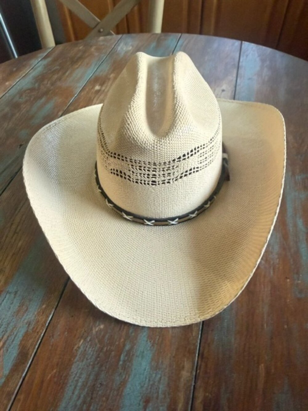 Vintage Resistol Double R Straw Cowboy Hat Cattleman 90s/00s